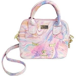 Betsey Johnson Womens Kitten Crossbody Purse Handbag Pink Purple Galaxy (NWOT)